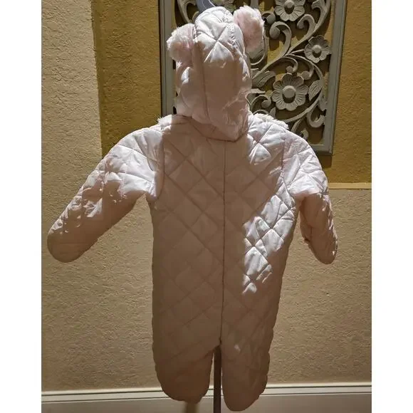 First Impressions Baby 18M Quilted Bunting Suit Hooded Soft Pink Winter Soft - Picture 4 of 11